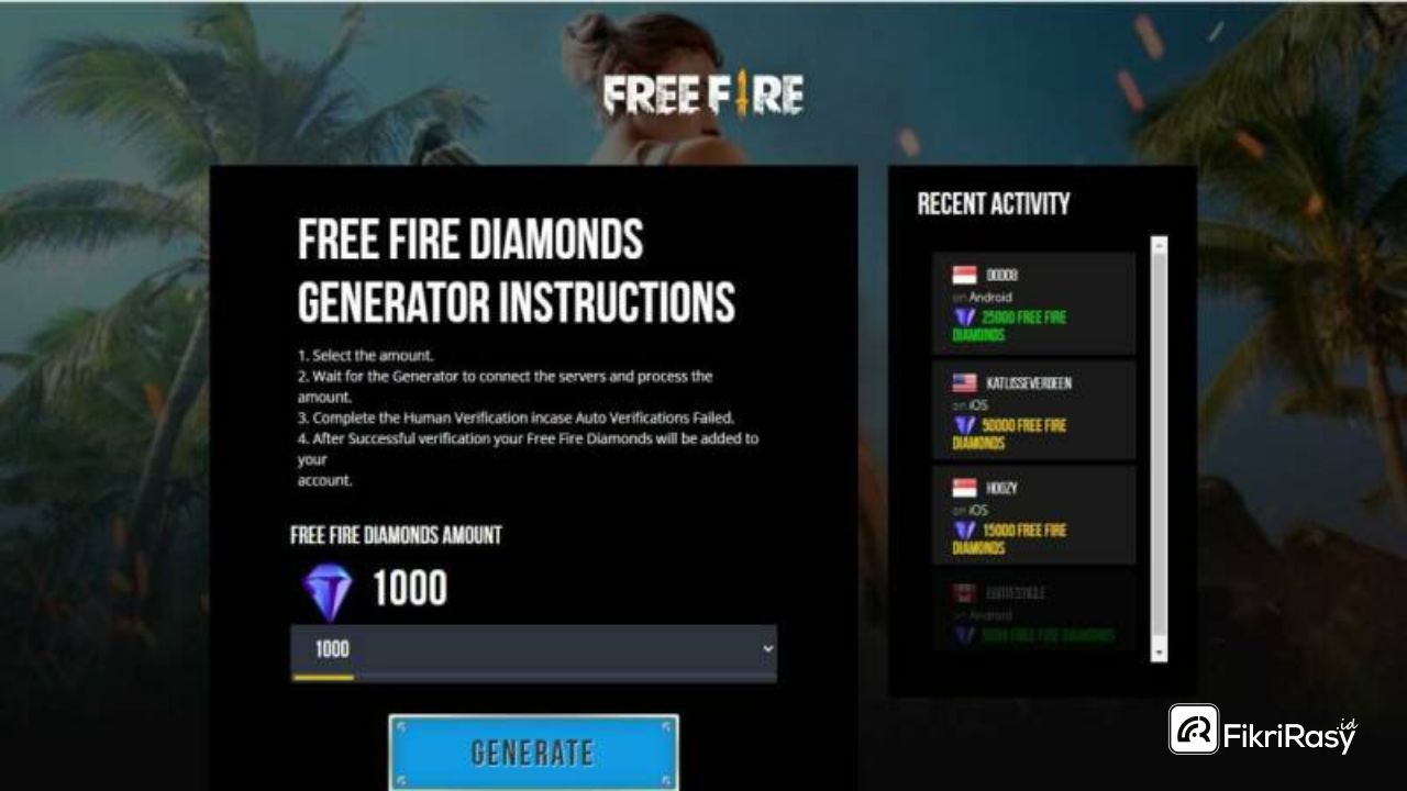 Generator Free Fire VIP, Situs Penghasil Diamond FF Gratis